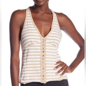 Free People Mylo Stripe Tank Tan/White